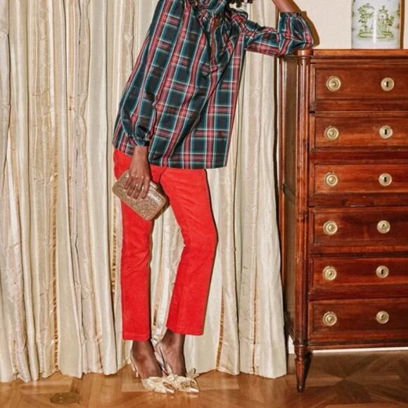 Tuckernuck Bright Red Corduroy Ashford Pants Side Zip Elastic Waist Womens Small - Picture 2 of 13